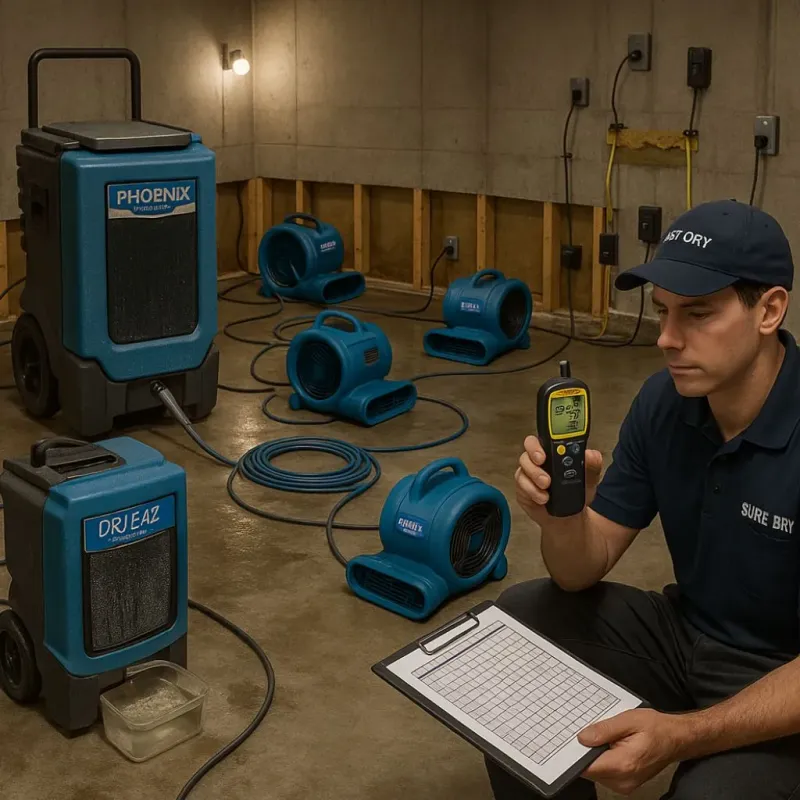 Structural Drying and Dehumidification process in Mayflower, AR